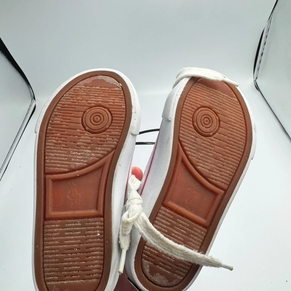 Polo by Ralph Lauren Toddler Girl Size 10 Kids White Sneakers with Pink Accents - Picture 6 of 11